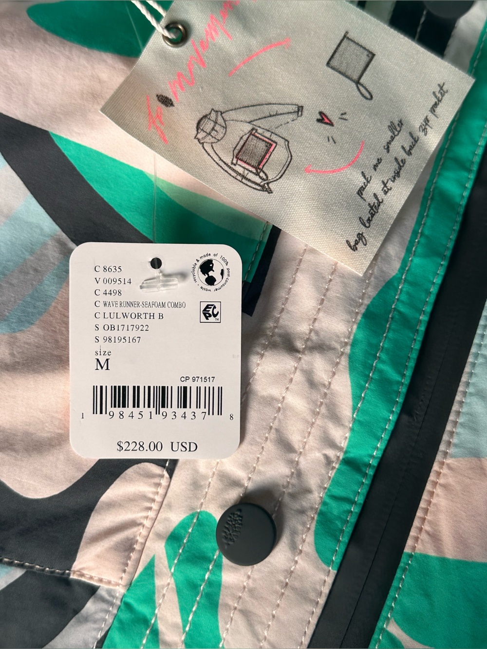 NWT FP Movement Singing in the Rain Packable Jacket – Seafoam Combo – M – NWT - Picture 10 of 11